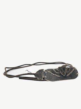 Jean Paul Gaultier Anniversaire Gunmetal Wing-Motif Tie Belt